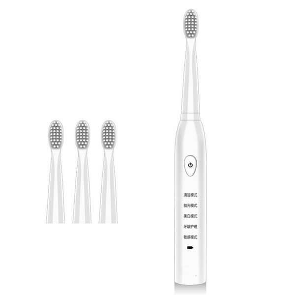 Electric Toothbrush Adults USB Sonic Rechargeable Teeth Brushes with 3 Replacement Heads Smart Timer Waterproof