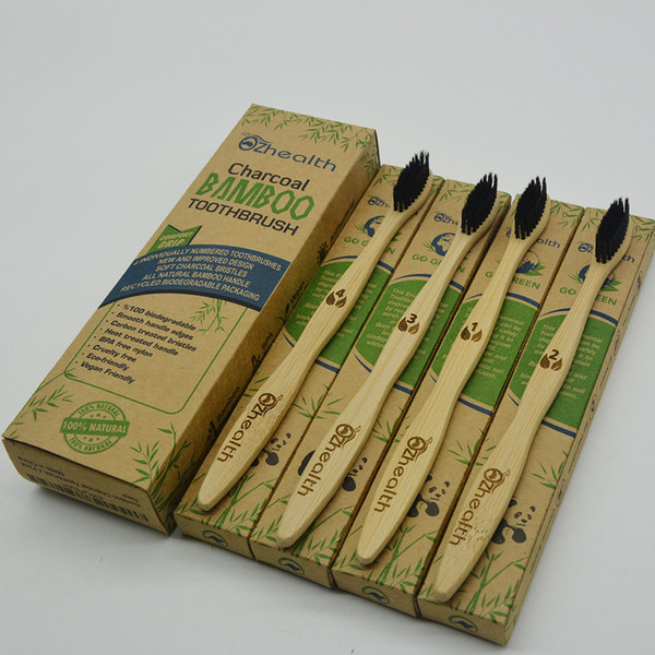 4PCS/SET Bamboo Soft Tooth Brush ToEco Whitening Bamboo Toothbrush Health And Environmental Protection Bamboo Handle Toothbrush