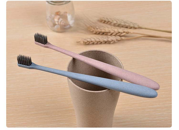 tongue cleaner teeth travel kit customized print logo the portable travel toothbrush wheat soft bamboo charcoal toothbrush opp free shipping