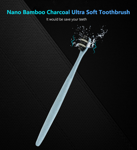 Environmentally Wheat Straw Handle Toothbrush Bamboo Charcoal Nano Adult Ultra Soft Toothbrush Couple Travel Toothbrush With PVC Box