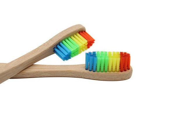 New 2018 Rainbow Bamboo Toothbrush Wholesale Environment Wooden Bamboo Toothbrush Oral Care Soft Bristle Free Shipping