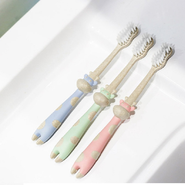 Baby children toothbrush wheat straw soft toothbrush Kids cartoon giraffe Soft Bristle Tooth Brush Mouth Clean teether training ZA0202