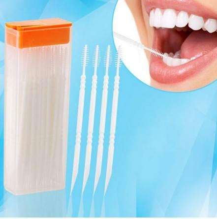 50 Pcs/Box Double-headed Oral Care Dental Brush Teeth Sticks Floss Pick Toothpick New Random Color