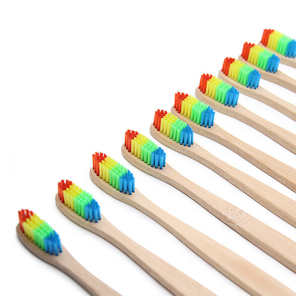 Head Bamboo Toothbrush Wholesale Environment Wooden Rainbow Bamboo Toothbrush Oral Care Soft Bristle with Kraft-paper box