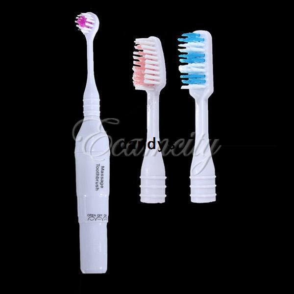 Free Shipping New Portable Electric Massage Toothbrush Massager Tooth Cleaner + Brush Replacement Head Set Wholesale,dandys