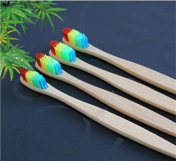 2018 Rainbow bamboo toothbrush packed with kraft paper natural eco-friendly bamboo toothbrush with bamboo handle Oral Care Soft Bristle