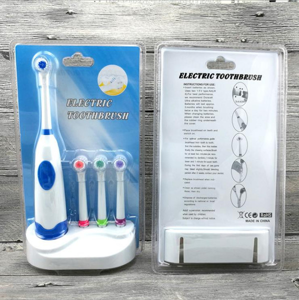 Wholesale 2 pcs Electric Rotating Toothbrush with 4 pcs Head Replacement Holder for Teeth Brush 4 colors