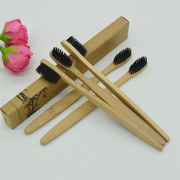 Pure Nature Bamboo Toothbrushes Tongue Cleaner Denture Teeth Travel Kit Charcoal Tooth Brush 100Pcs Made in China