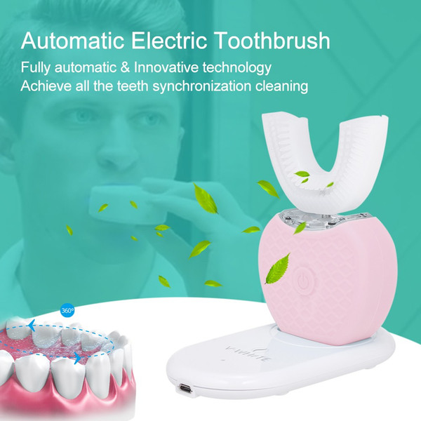 360 Degree Intelligent Automatic Electric Toothbrush Wireless Charging Smart U Type Rechargeable Tooth Brush Teeth Heads