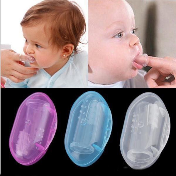 Useful healthy Kids Baby Infant Soft Silicone Finger Toothbrush Teeth Rubber Massager Brush with box b644