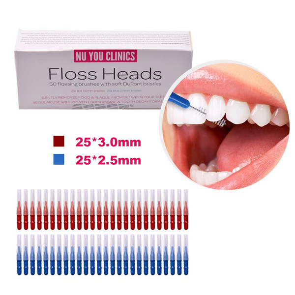 50pcs/box Tooth Flossing Head Oral Hygiene Dental Plastic Interdental Brush Toothpick Tooth Pick Brush Tooth Cleaning