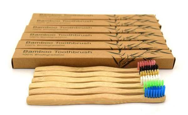 DHL shipping Children Wood Toothbrush Natural Bamboo tooth brushes with soft bristle for kids dental oral care wooden handle teeth clean