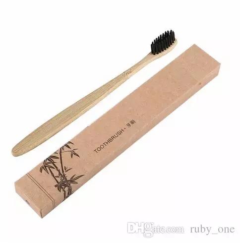 Bamboo Toothbrush Bamboo charcoal Toothbrush Soft Nylon Capitellum Bamboo Toothbrushes for Hotel Travel Tooth Brush EEA196 1000pcs