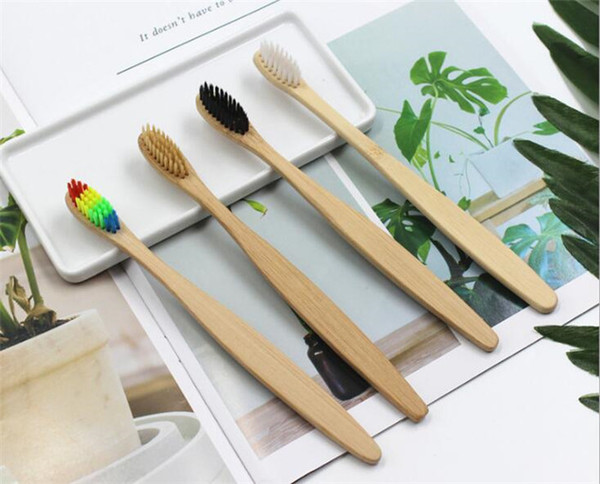 500pcs Wood Rainbow Toothbrush Bamboo Environmentally ToothBrush Bamboo Fibre Wooden Handle Tooth brush Whitening Rainbow X112