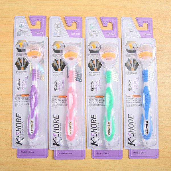 2019 Hot Sell K SHORE Tongue Clean Adult Toothbrush Gingival Dew Double Clean Tongue Coat Brush Handle Gold 908