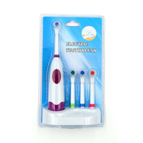 2016 New Design Battery Operated Electric Toothbrush 4 Waterproof Dental Care Revolving Toothbrush Heads + 4 Cover + 1 base F610