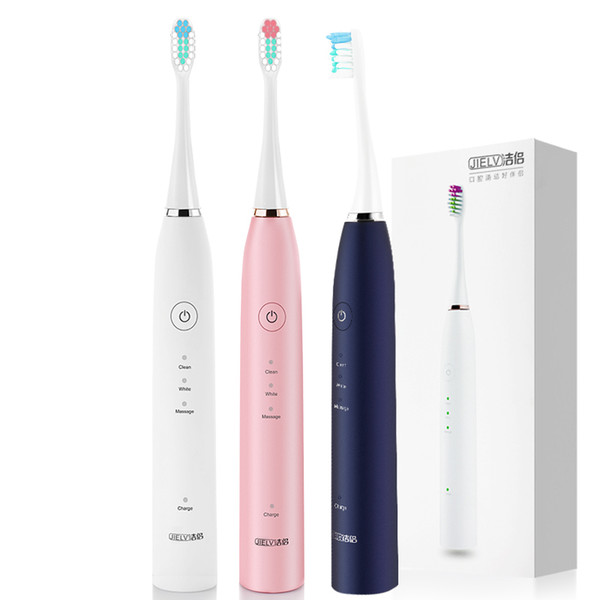 JIELV Electric Toothbrush Sonic Wave Rechargeable Top Quality Smart Chip Toothbrush Head Replaceable Whitening Healthy Best Gift D19011606