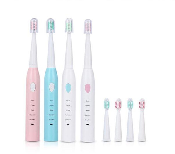 USB Rechargeable Tooth Brushes Electric Adult Electric Toothbrush for Lady /Baby Pink/Blue/White 4pcs Heads