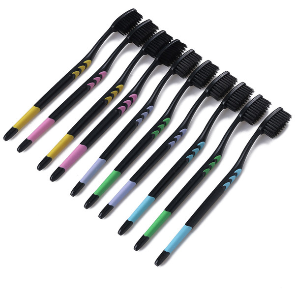 10 Pcs/Pack Double Ultra Soft Bamboo Charcoal Nano Toothbrush Black Tooth Brush Dental Personal Oral Care Health Tools