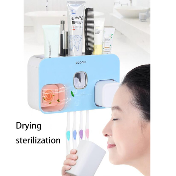 ECOCO Fashion Creative Multifunctional Household Toothbrush Sterilizer Toothbrush Holder Toothpaste Automatic Squeezer Free Shipping