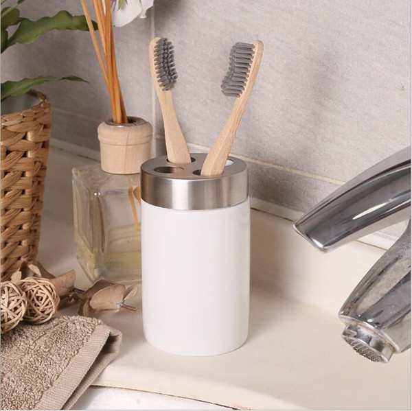 Stainless Steel Toothbrush Ceramic Toothbrush HolderDental Holder Creative Toiletries Pen Holder Rack