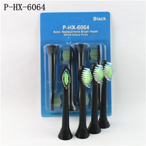 4pcs/set Replacement Toothbrush Heads For Philips Sonicare DiamondClean HydroClean Black P- HX-6064 Electric Tooth Brush Heads