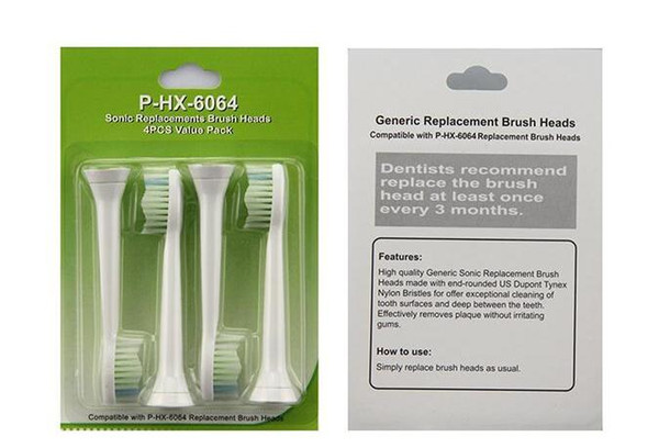 Wholesale HX6064/6063 4Pcs/pack Replacement Heads Fits for Philips Sonicare BrushTooth brush DHL FAST SHIPPING