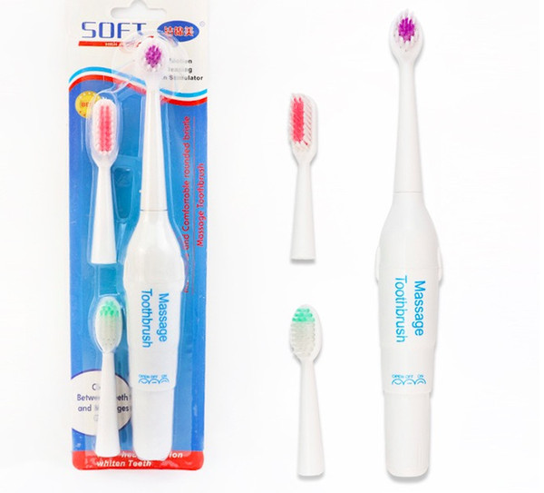 Adult Sonic Electric Toothbrush Waterproof Deep Clean Teeth Whitening Non-Rechargeable Teeth Brush 3 Colors + 3Pcs Brush Heads