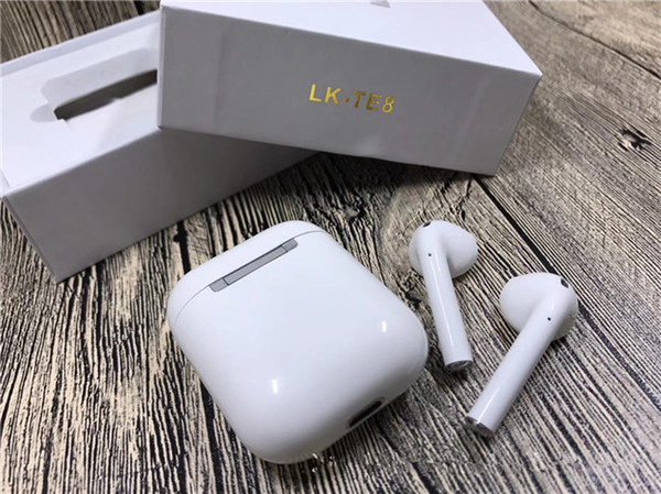 Highest quality LK-TE8 Wireless Bluetooth Headphones Earbuds Earphones with Charging Box Bluetooth Earbuds for iPhone X IOS DHL