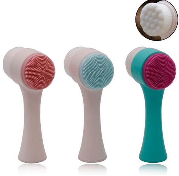 Double-sided Fur Silicone Face Scrub Clean Face Skin Care Wash Brush Cleansing Cleaner Facial Cleanser SPA Beauty Relief Massager