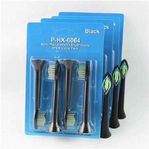 4pcs/set Replacement Toothbrush Heads For Philips Sonicare DiamondClean HydroClean Black P- HX-6064 Electric Tooth Brush Heads