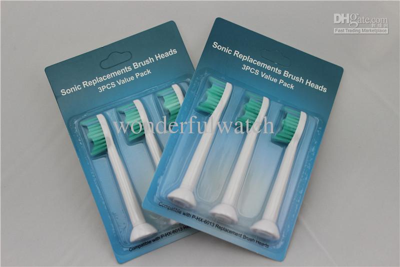 600pcs/lot P-HX-6013 (HX6013) Neutral Package Electric Toothbrush Heads soft bristles (1pack=3pcs) DHL Free shipping