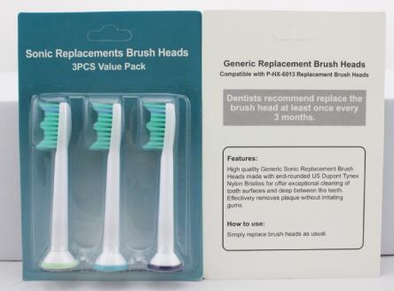 hot Sonicare Toothbrush Head packaging electric ultrasonic Replacement Heads For Phili Sonicare ProResults HX6013 3ps/pack