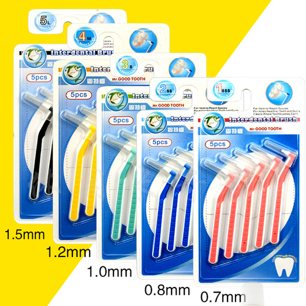 50pcs 0.7 0.8 1.0 1.2 1.5mm oral plastic teeth clean type L steel sleeve line care brush head