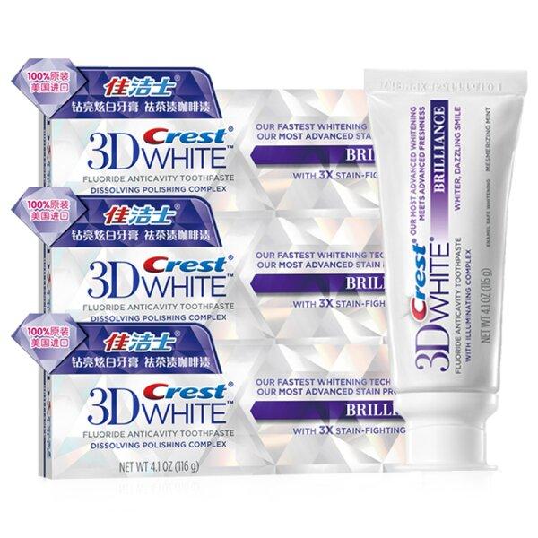 NEW! 2 Crest 3D White Brilliance Toothpaste Vibrant Peppermint 4.1 oz * 2