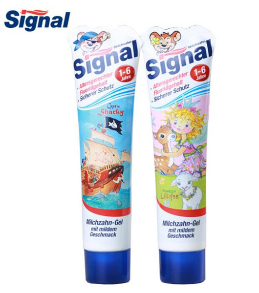 German imported signal toothpaste, fruit flavor can swallow, swallow 1-6 year old 50ml fluorine containing calcium