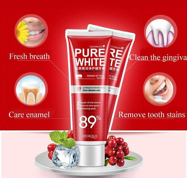 pure white toothpaste cranberry Herbal Mint Fresh Toothpaste improve gingival swelling whitening teeth repair of oral ulcers DHL 20pcs