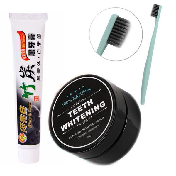 3pcs/set Bamboo Toothpaste Charcoal Ultra Soft Toothbrush Daily Use Teeth Whitening Bamboo Charcoal Powder Oral Hygiene