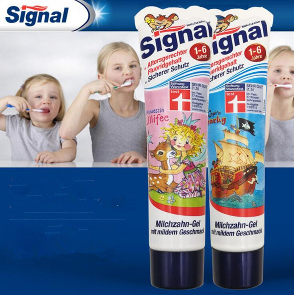 German imported signal toothpaste, fruit flavor can swallow, swallow 1-6 year old 50ml fluorine containing calcium