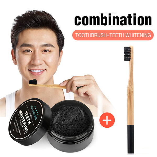 3 pcs Coconut shell powder was Whitening was black and Bamboo handle toothbrush