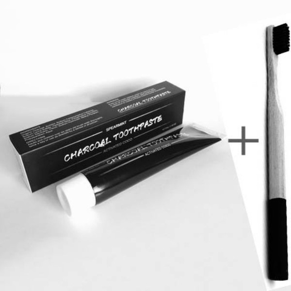 Teeth Whitening Tooth Care Natural Activated Charcoal Black Toothpaste with Bamboo Toothbrush Oral Hygiene Dental