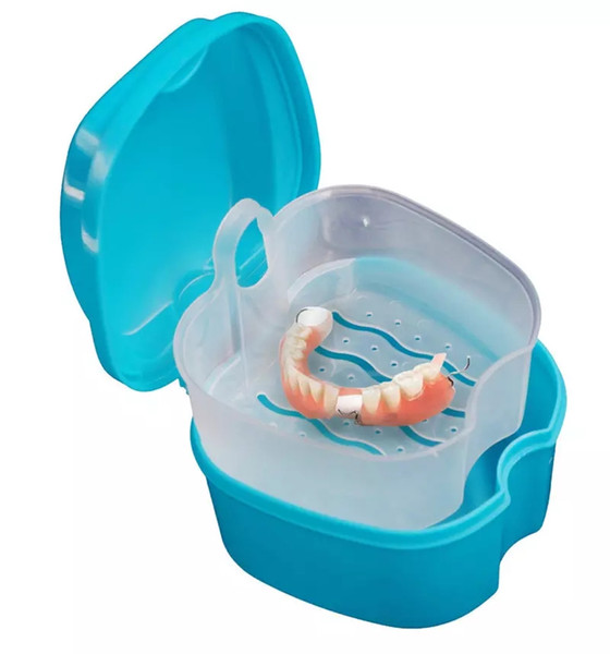 Plastic Denture Case Organizer Bath Box Case Dental False Teeth Storage Box with Drainer Container