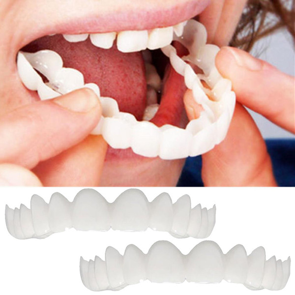 High Quality 2Pcs Instant Keep Smile Comfort Fit Flex Cosmetic Teeth Denture Teeth Top Cosmetic Veneer Simulation Braces Denture