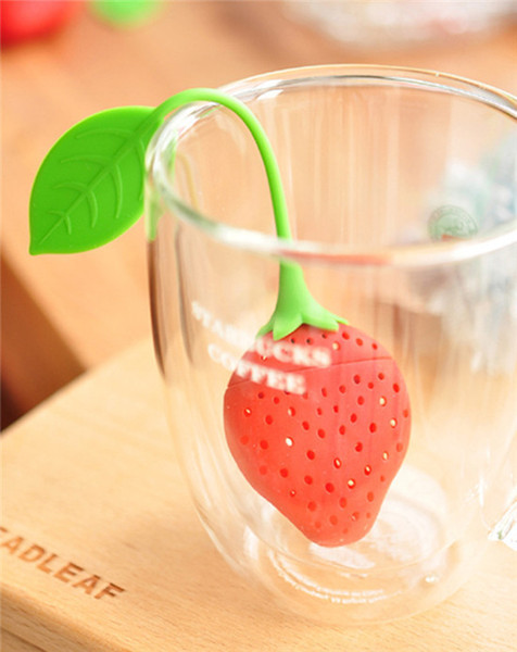 Oral Hygiene Red Strawberry shape silicon tea infuser strainer silicon tea filler bag ball dipper Teacup Teapot Filter