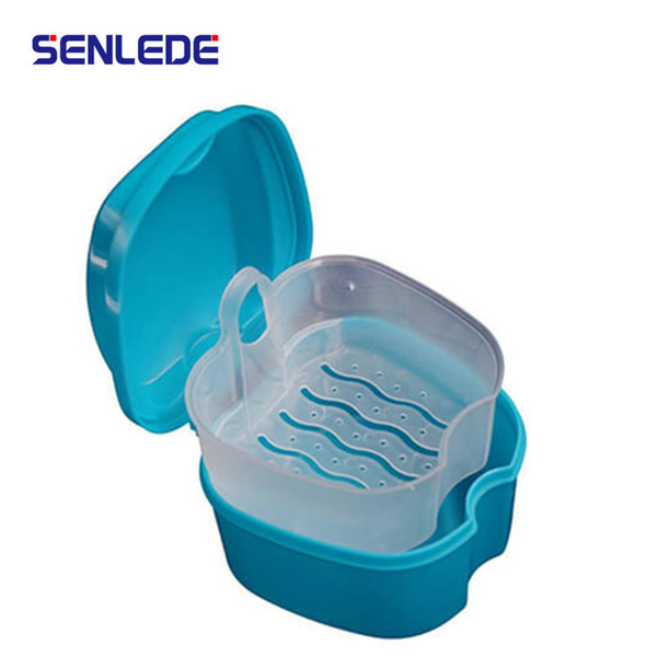 Foreign trade hot sale denture box non-toxic and odorless oral care products plus filter mesh hinge denture storage box