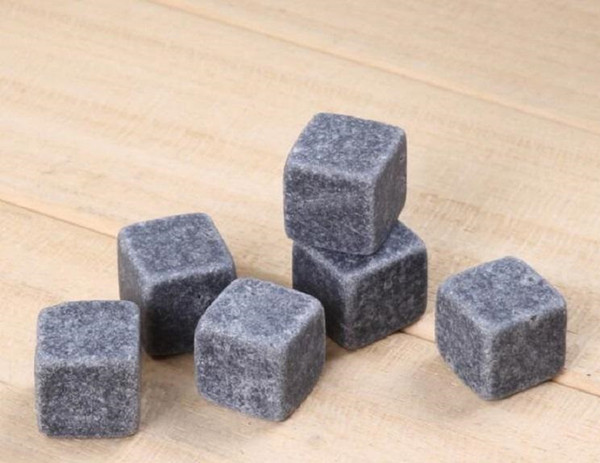 Natural Whiskey Stones 6pcs/set Whisky Stones Cooler Whisky Rock Soapstone Ice Cube With Velvet Storage Pouch