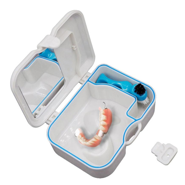 3pcs New Qualified Storage box Denture False Teeth Storage Box Case With Mirror and Clean Brush Dental Appliance dig1129