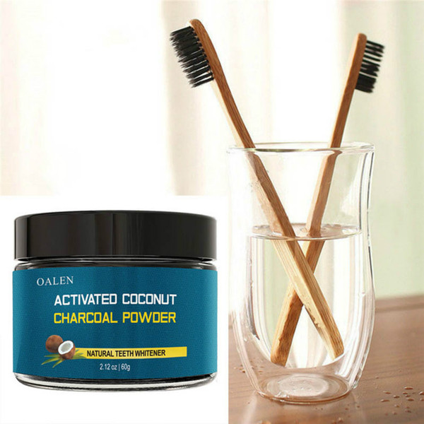 All Natural and Organic Activated Charcoal Teeth Cleaning Tooth and Gum Powder 60g with Bamboo Toothbrush