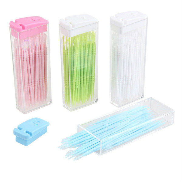 50Pcs Double Head Interdental Brush Toothpick Dental Flosser With Box Dental Oral Care Dental Floss