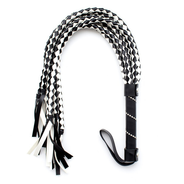 Sex Bondage PU Leather Slave Training black Lash Handle Sex Toys For Couple Adult Game Sexy Whip